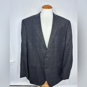 L. Ralph Lauren Brown Windowpane Charcoal Blazer